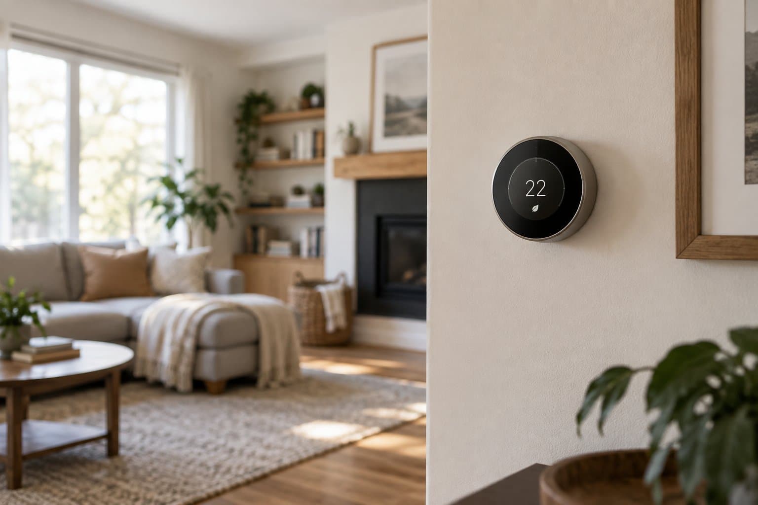 Smart thermostat in a comfortable home